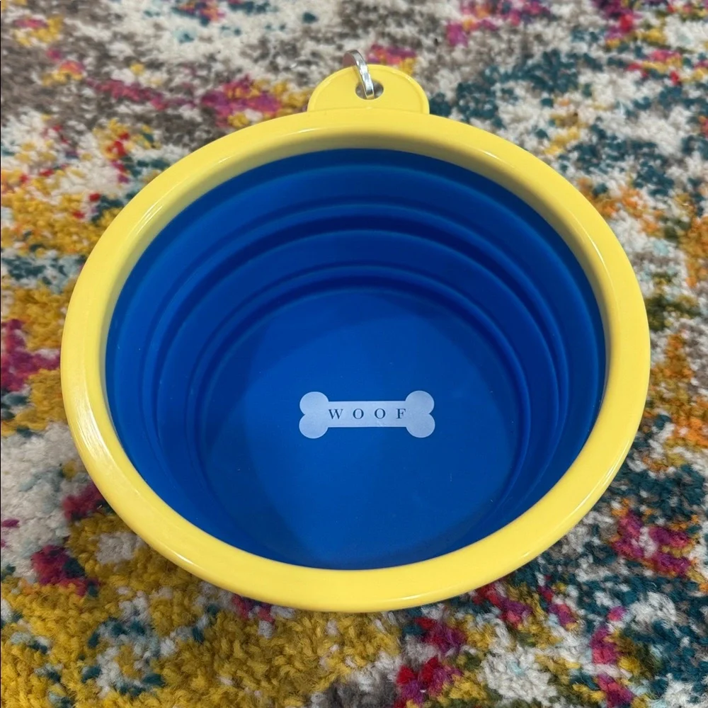 Woof Bone Feeding Travel Dog Bowl (Blue)